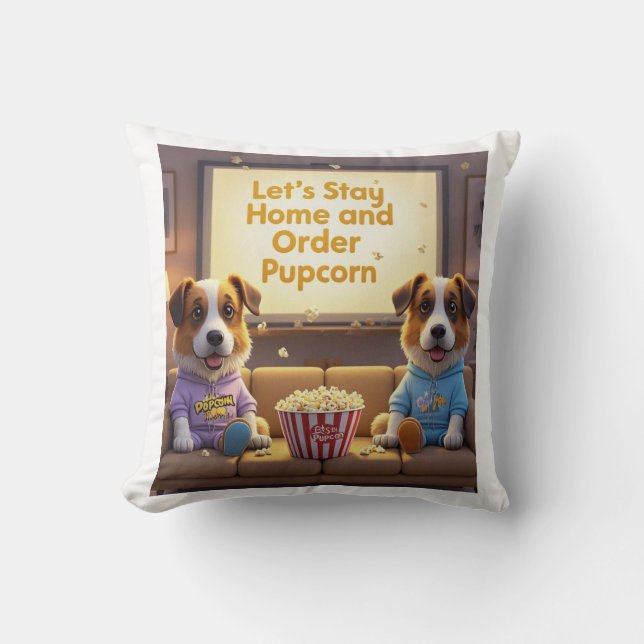 Coussin Restons à la maison et commandez des chiens de car (Recto)