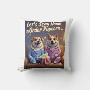 Coussin Restons à la maison et commandez des chiens de car