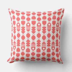 Coussin Résumé 140823 - Rose Tropical sur Fond Blanc