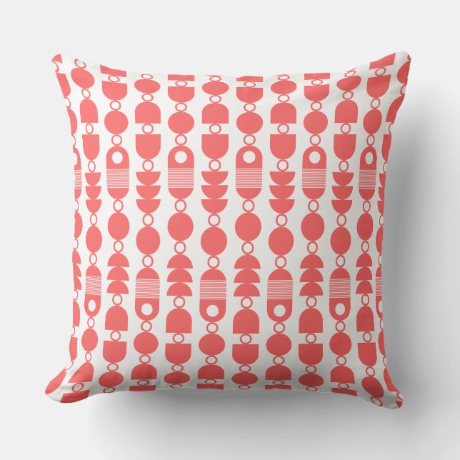 Coussin Résumé 140823 - Rose Tropical sur Fond Blanc (Recto)