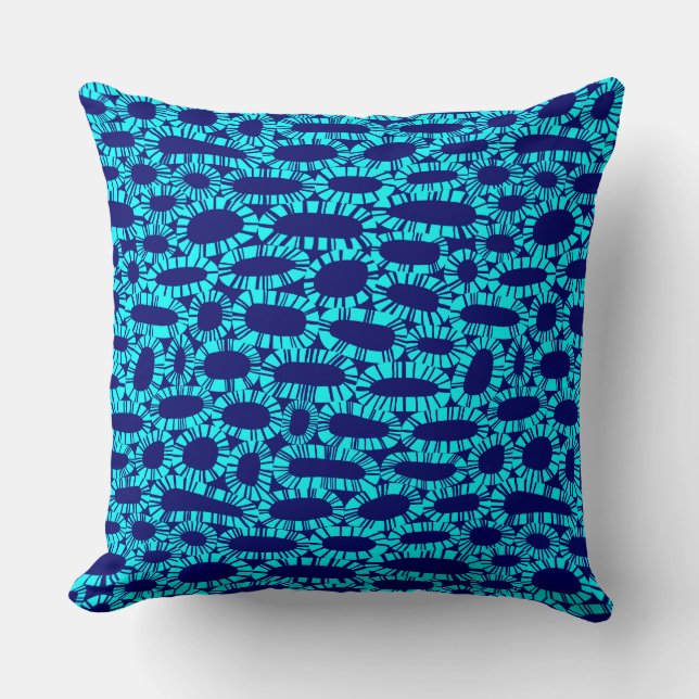 Coussin Résumé 250923 - Cyan sur Bleu foncé (Recto)