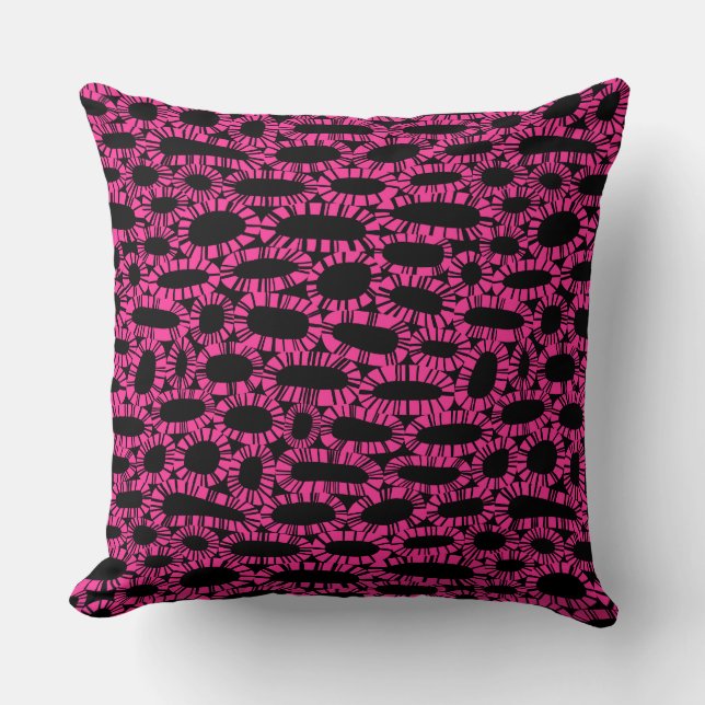 Coussin Résumé 250923 - Rose Chaud sur Fond Noir (Recto)