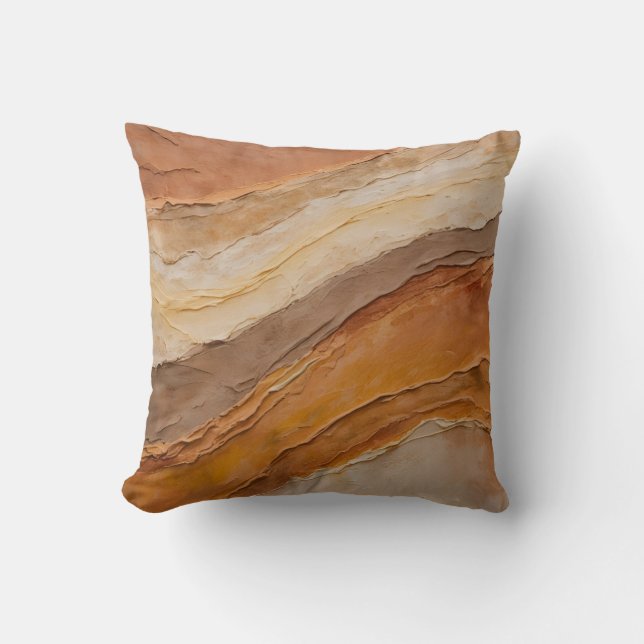 Coussin Résumé Abstrait Brun Terracotta Rouille Orange Brû (Recto)