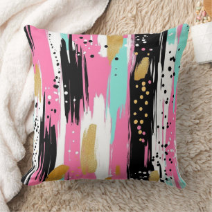 Coussin Résumé Abstrait Luxueux Rose Menthe Or