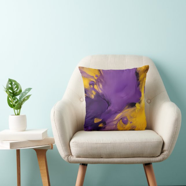 Coussin Résumé abstrait violet et or (Chaise)