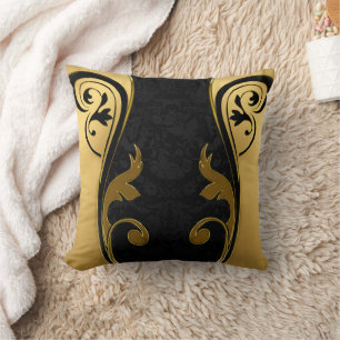 Coussin Résumé avec accents Gold sur Black & White