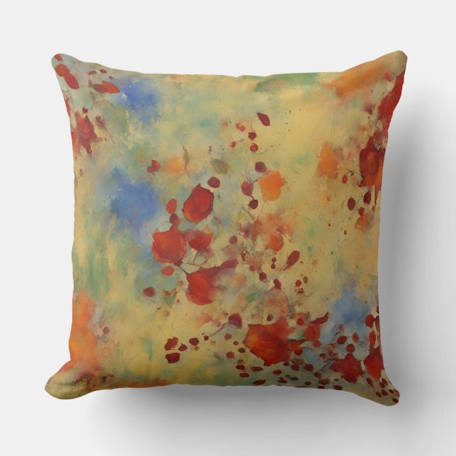 Coussin Résumé de peinture jaune rouge vif Abstrait (Recto)