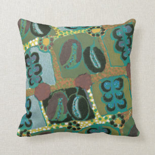 Coussin Résumé floral dans Teal
