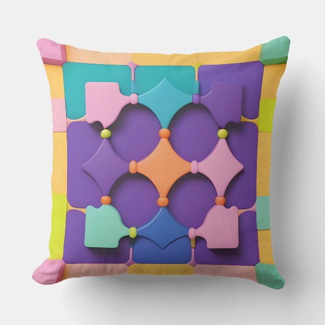 Coussin Résumé géométrique abstrait cercle or sarcelle vio (Recto)