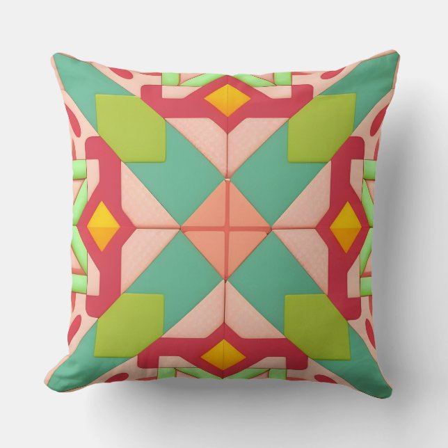 Coussin Résumé géométrique diamant multicolore abstrait (Recto)