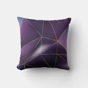 Coussin Résumé géométrique violet avec lignes dorées