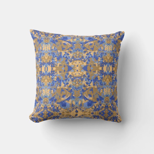Coussin Résumé Motif exclusif bleu jaune (Recto)