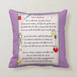 Coussin Retired Nurse Canvas Art Poem  by Gail Gabel,RN Po