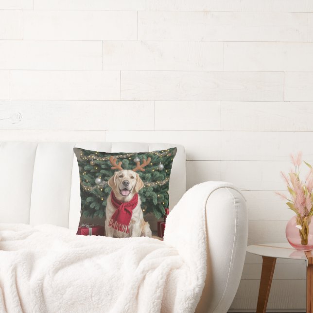 Coussin Retriever Labrador de Noël avec Antlers (Canapé)