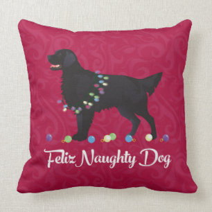 Coussin Retriever noir plat Feliz Naughty Chien