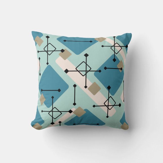 Coussin Retro 1950 Art Diamonds Blue Green (Recto)