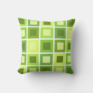 Coussin Retro 1950 Carreaux Motif Chartreuse Green