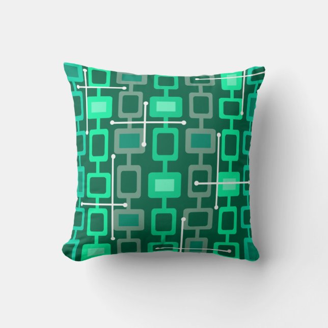 Coussin Retro 1950 Motif géométrique Turquoise (Recto)