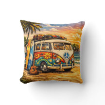 Retro 60s Hippie Beach Bus Sunset | Surf Van Life