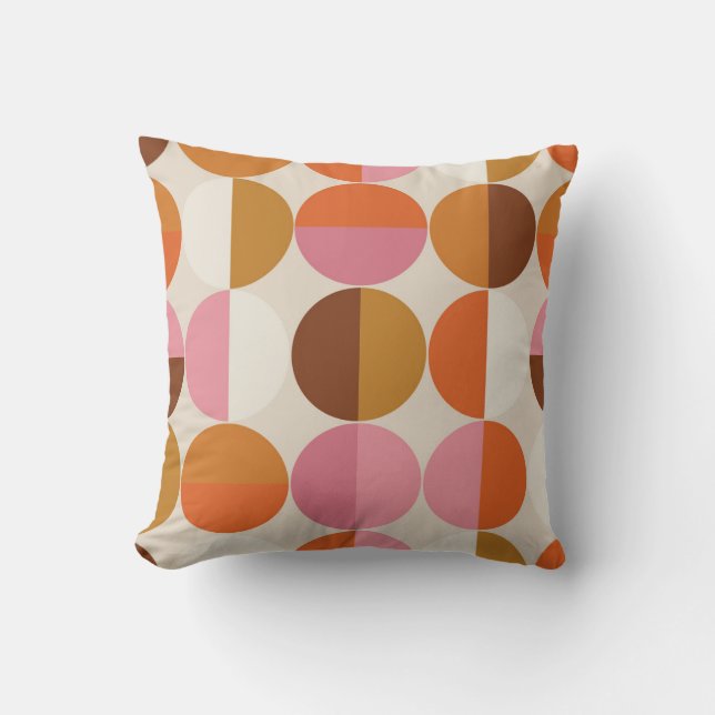 Coussin Retro 60s - style les années 70 avec un arc-en-cie (Recto)