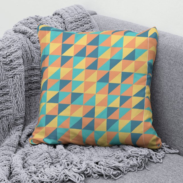 Coussin Retro 70 motif géométrique Pastel bleu et jaune (Créateur téléchargé)