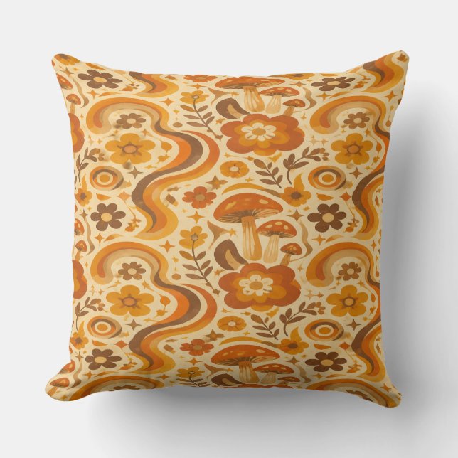 Coussin Retro 70s Groovy Mushroom Pillow (Recto)