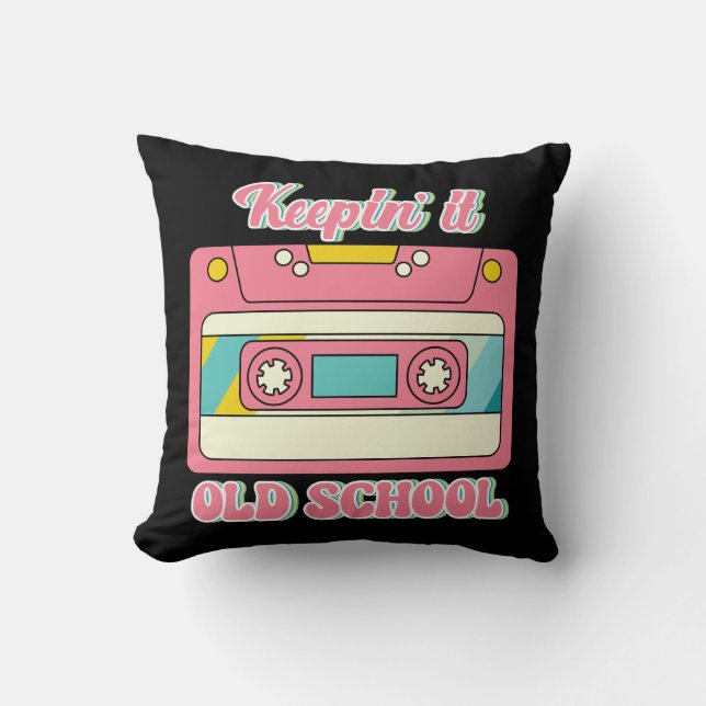 Coussin Retro 80s Mix Bande Vieux Ecole Nostalgie de la te (Recto)