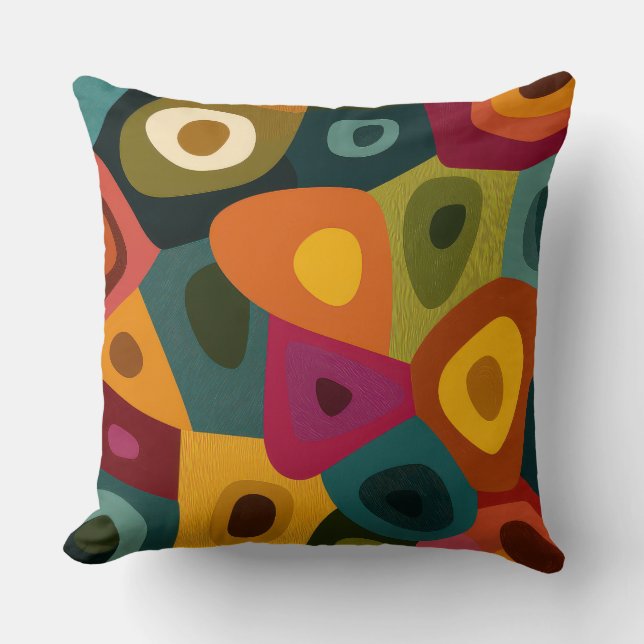 Coussin Retro Abstract Color Block Modern Throw Pillow (Recto)