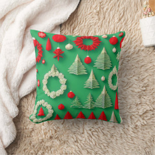 Coussin Rétro Abstrait Joyeuses Fêtes de Noël 