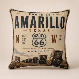 Coussin Rétro Amarillo Route 66 Coordonnées