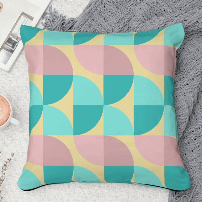 Coussin rétro années 70 abstrait de milieu de siècle rose  (Créateur téléchargé)