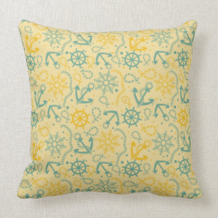 Coussin Rétro arrière - plan avec l'ancre, cordes