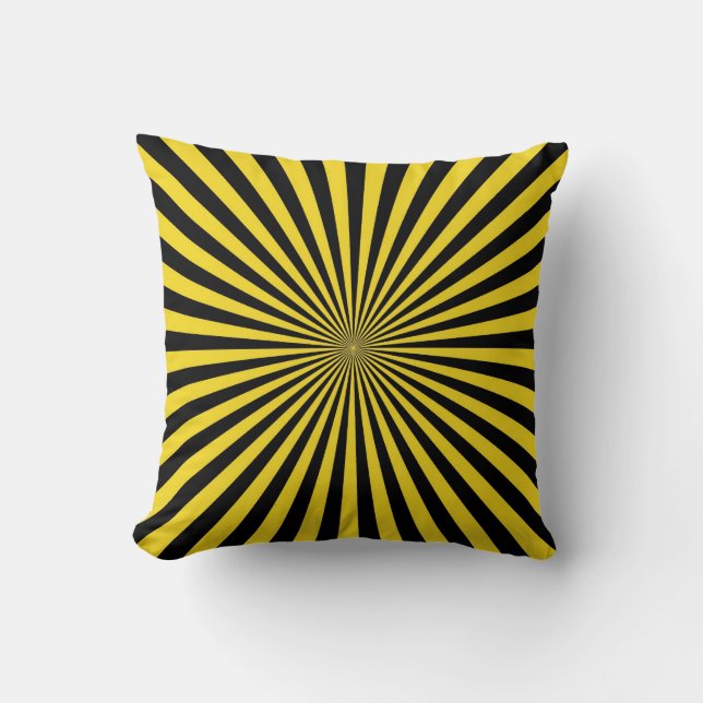 Coussin Rétro art abstrait génial noir jaune vintage (Recto)