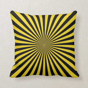 Coussin Rétro art abstrait génial noir jaune vintage