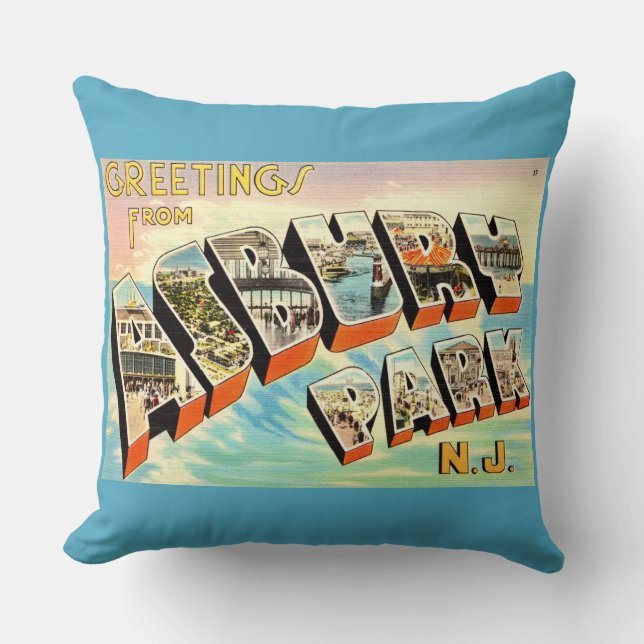 Coussin  Retro Asbury Park NJ Postcard (Recto)