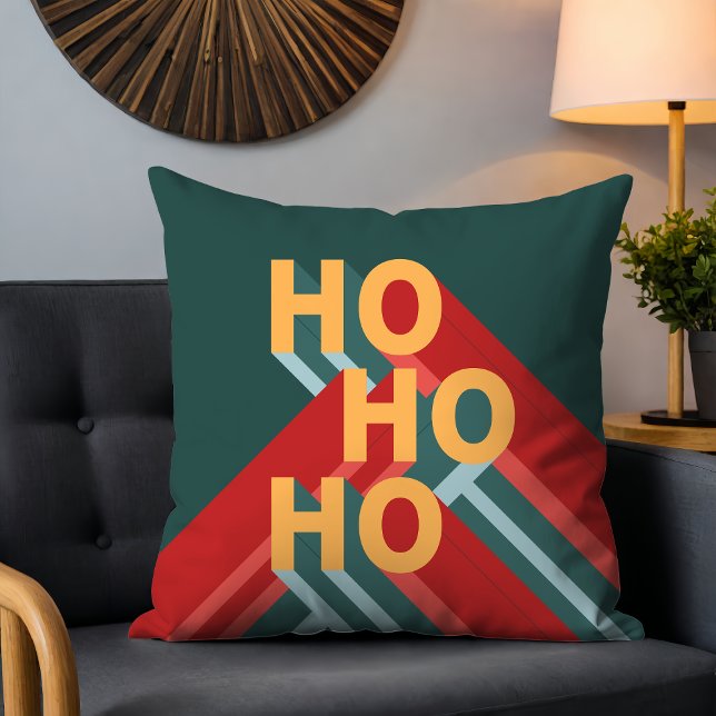 Coussin Retro Bauhaus Ho Ho Ho Noël Festivals (Créateur téléchargé)