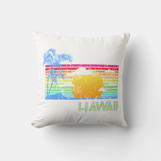 Coussin Retro Beach Hawaii coucher de soleil (Recto)