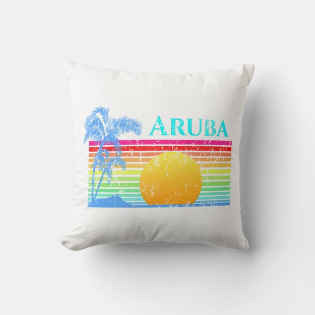 Coussin Retro Beach Sunset Aruba (Recto)