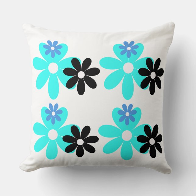 Coussin Retro Blue Bloom Duo Pillow (Recto)