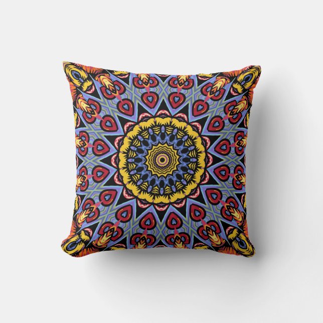 Coussin Rétro Boho Chic Bohème Hippie Rosette Mandala (Recto)