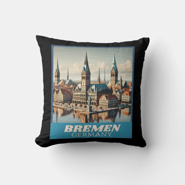 Coussin Retro Bremen Skyline  (Recto)