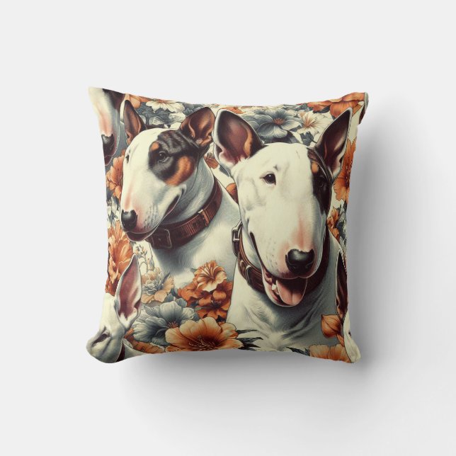 Coussin Retro Bull Terrier Peinture sans fil (Recto)