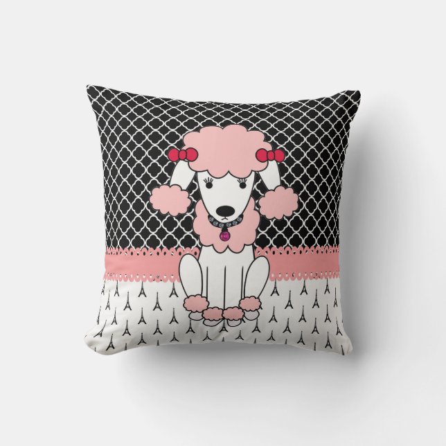 Coussin Rétro caniche girly fait sur commande de Paris de (Recto)