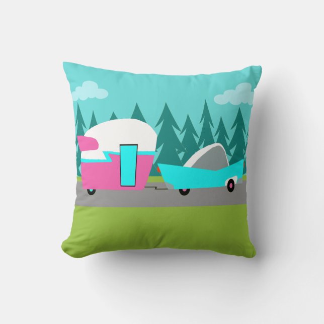 Coussin Rétro carreau de campeur/remorque et de voiture (Recto)