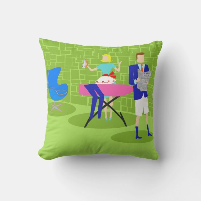 Coussin Rétro carreau de couples de bande dessinée à la (Recto)