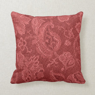 Coussin Rétro carreau floral vintage de rouge de rouille