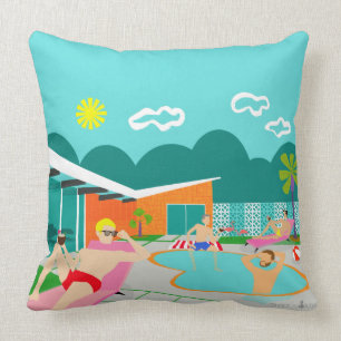 Coussin Rétro carreau gai de réception au bord de la