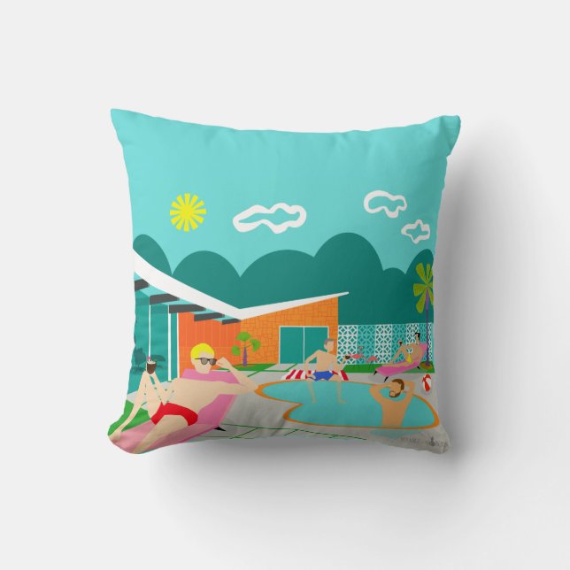 Coussin Rétro carreau gai de réception au bord de la (Recto)