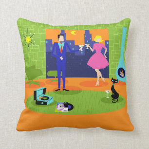 Coussin Rétro carreau romantique de couples de soirée