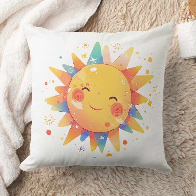 Coussin Retro Cartoon Sunshine Retro Orange Nursery (Couverture)